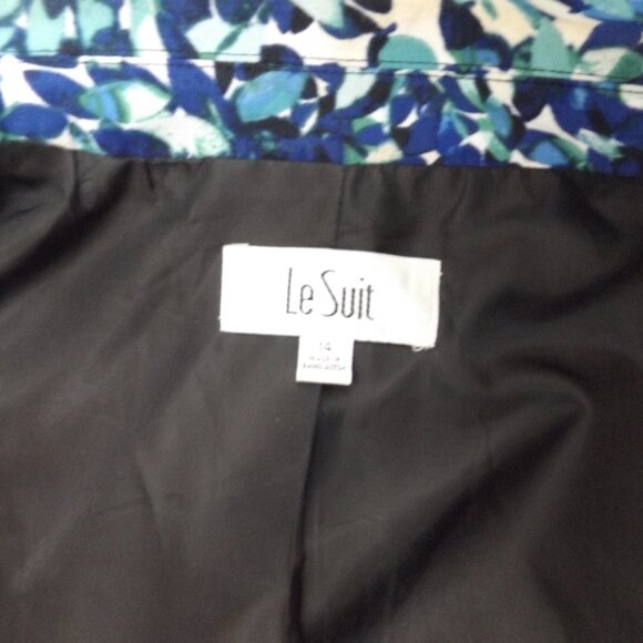 Vintage 1990s Le Suit Blazer – Blue Abstract Floral Print – Size 14 - Picture 5 of 6